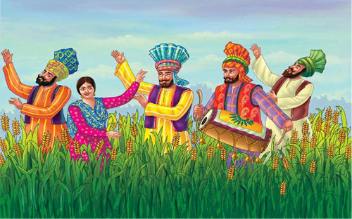 Punjabi man and woman is celebrating baisakhi festival