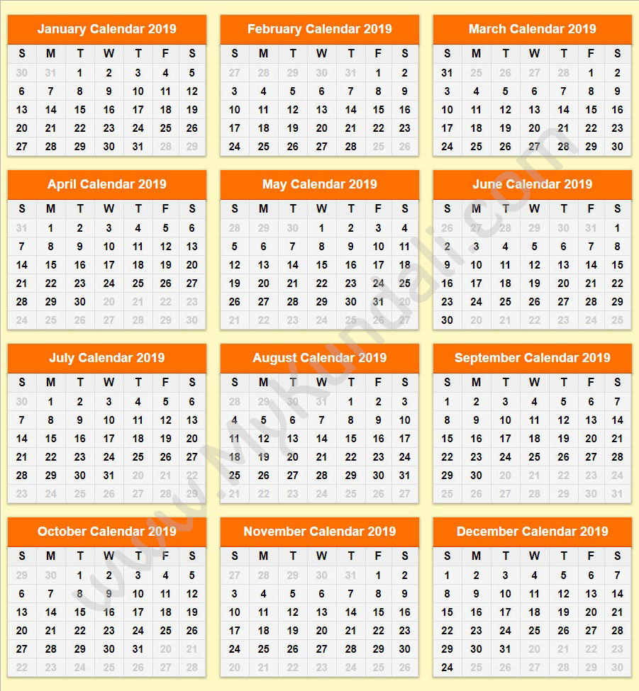 Printable Calendar 2019